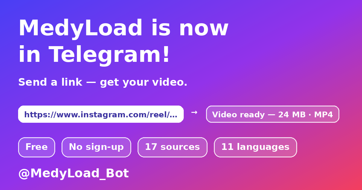MedyLoad — Telegram боты арқылы бейне жүктеу